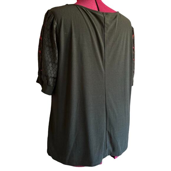 Womens Tops Size 2x Black Lace Sleeve Soft Goth Professional Business Casual - Picture 3 of 8